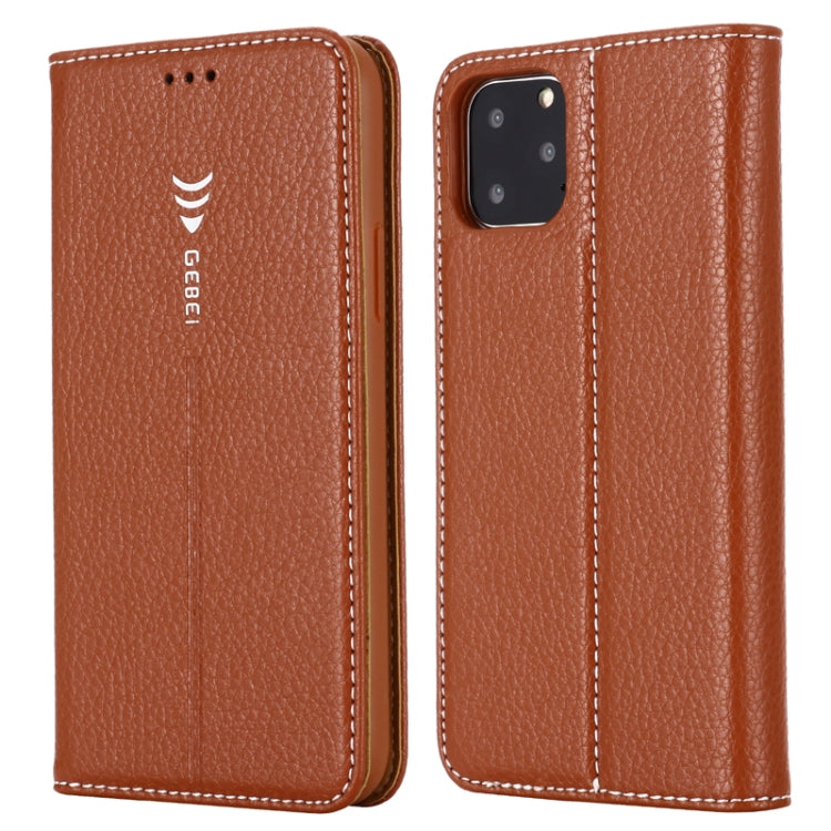 For iPhone 11 GEBEI PU+TPU Horizontal Flip Protective Case with Holder & Card Slots(Brown) - iPhone 11 Cases by GEBEI | Online Shopping UK | buy2fix