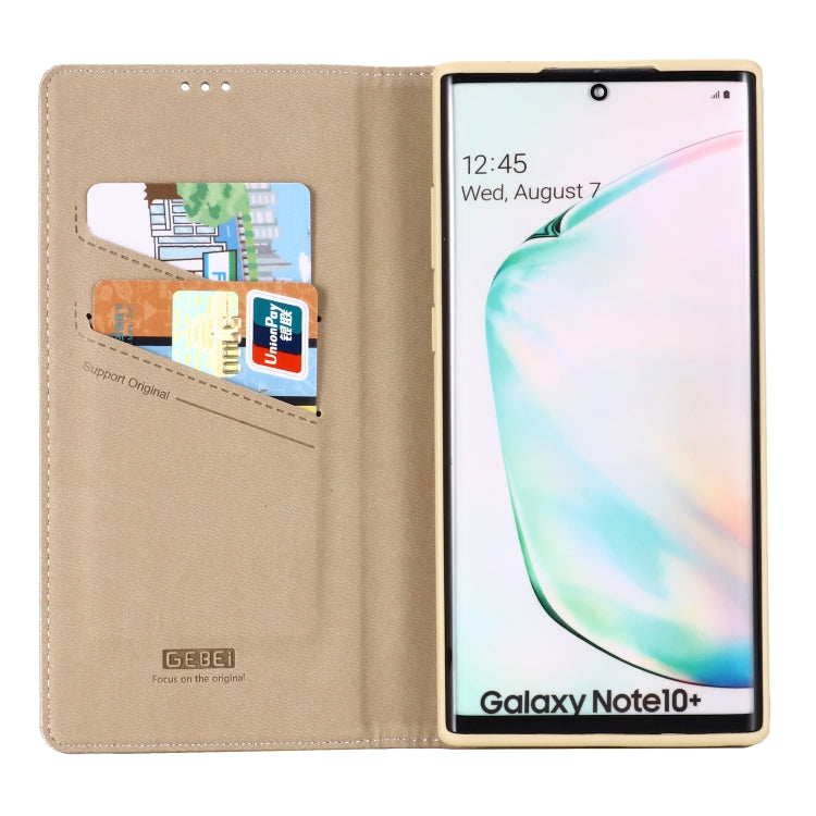 For Galaxy Note 10+ GEBEI PU+TPU Horizontal Flip Protective Case with Holder & Card Slots(Gold) - Galaxy Phone Cases by GEBEI | Online Shopping UK | buy2fix