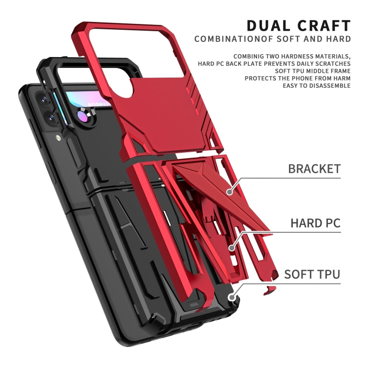 For Samsung Galaxy Z Flip3 5G Super V Armor PC + TPU Shockproof Case with Invisible Holder(Red) - Samsung Accessories by buy2fix | Online Shopping UK | buy2fix