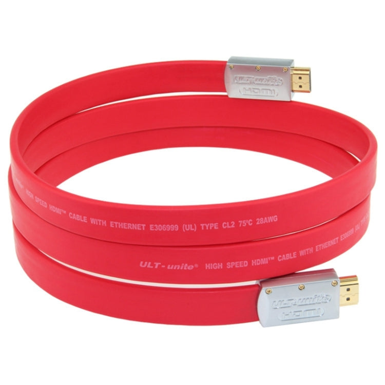 ULT-unite 4K Ultra HD Gold-plated HDMI to HDMI Flat Cable, Cable Length:8m(Red) - Cable by ult-unite | Online Shopping UK | buy2fix