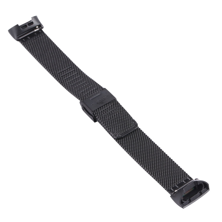 For Fitbit Charge 4 Double Insurance Buckle Milanese Watch Band(Black) - Smart Wear by buy2fix | Online Shopping UK | buy2fix