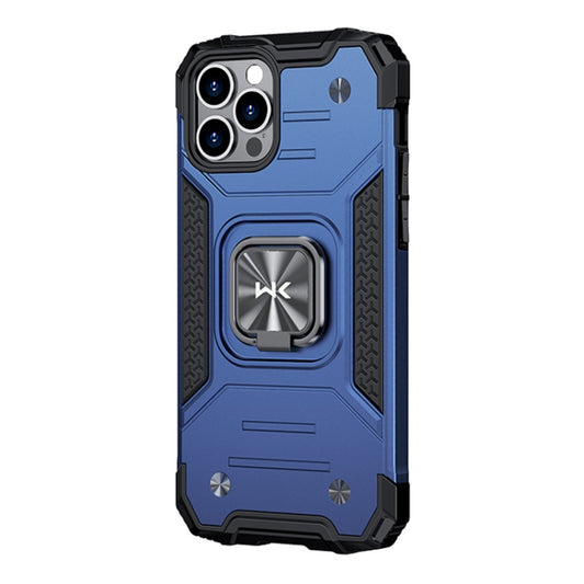 For iPhone 12 Pro Max WK WTP-012 Shockproof PC + TPU + Metal Phone Case with Ring Holder(Blue) - iPhone 12 Pro Max Cases by WK | Online Shopping UK | buy2fix