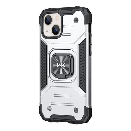 For iPhone 13 WK WTP-012 Shockproof PC + TPU + Metal Phone Case with Ring Holder(Silver) - iPhone 13 Cases by WK | Online Shopping UK | buy2fix