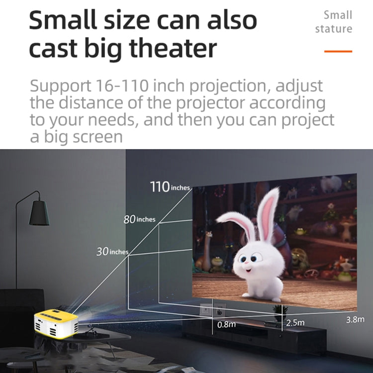 T20 320x240 400 Lumens Portable Home Theater LED HD Digital Projector, Same Screen Version, AU Plug(White Yellow) - Consumer Electronics by buy2fix | Online Shopping UK | buy2fix