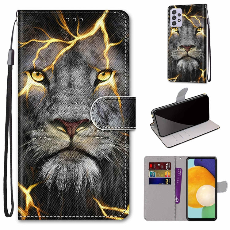 For Samsung Galaxy A33 5G Coloured Drawing Cross Texture Horizontal Flip Leather Phone Case with Holder & Card Slots & Wallet & Lanyard(Fission Lion) - Samsung Accessories by buy2fix | Online Shopping UK | buy2fix