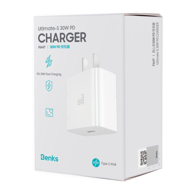 Benks PA47 30W PD USB-C / Type-C Fast Charging Travel Charger, CN Plug(White) - USB Charger by Benks | Online Shopping UK | buy2fix