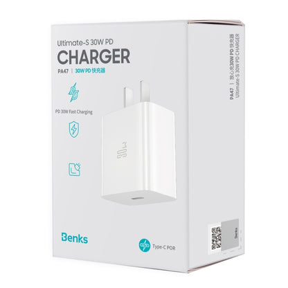 Benks PA47 30W PD USB-C / Type-C Fast Charging Travel Charger, CN Plug(White) - USB Charger by Benks | Online Shopping UK | buy2fix