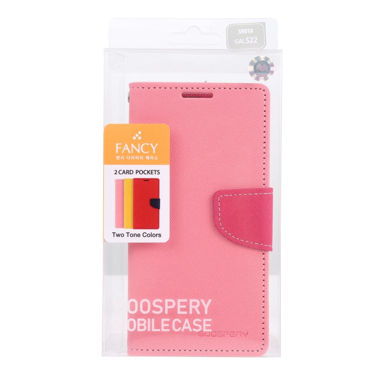 For Samsung Galaxy S22+ 5G GOOSPERY FANCY DIARY Cross Texture Leather Phone Case(Pink) - Galaxy S22+ 5G Cases by GOOSPERY | Online Shopping UK | buy2fix