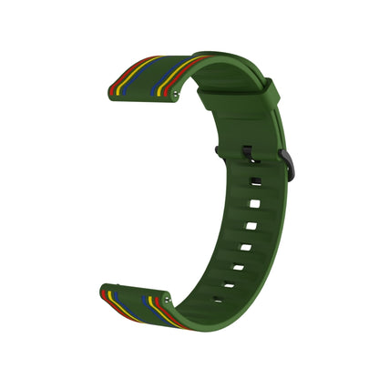 22mm Stripe Silicone Watch Band(Army Green) - Watch Bands by buy2fix | Online Shopping UK | buy2fix
