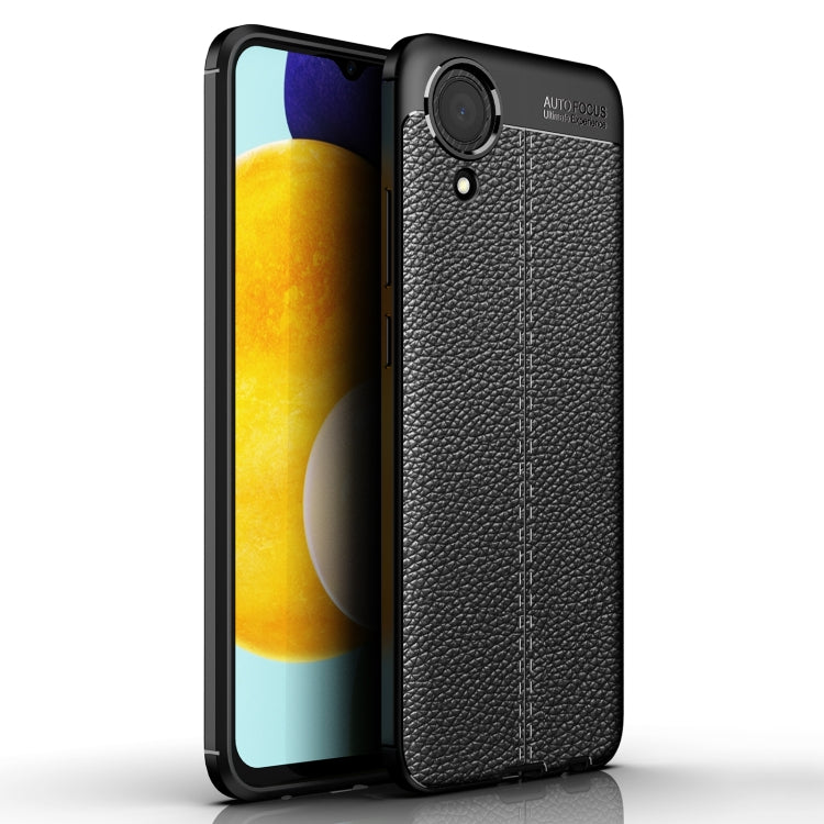 For Samsung Galaxy A03 Core Litchi Texture TPU Shockproof Phone Case(Black) - Galaxy Phone Cases by buy2fix | Online Shopping UK | buy2fix