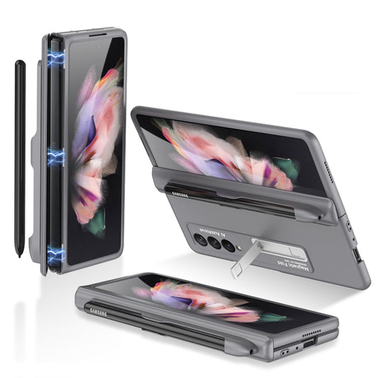 For Samsung Galaxy Z Fold3 5G GKK Magnetic Full Coverage Phone Flip Case with Pen Slot(Grey) - Galaxy Phone Cases by GKK | Online Shopping UK | buy2fix