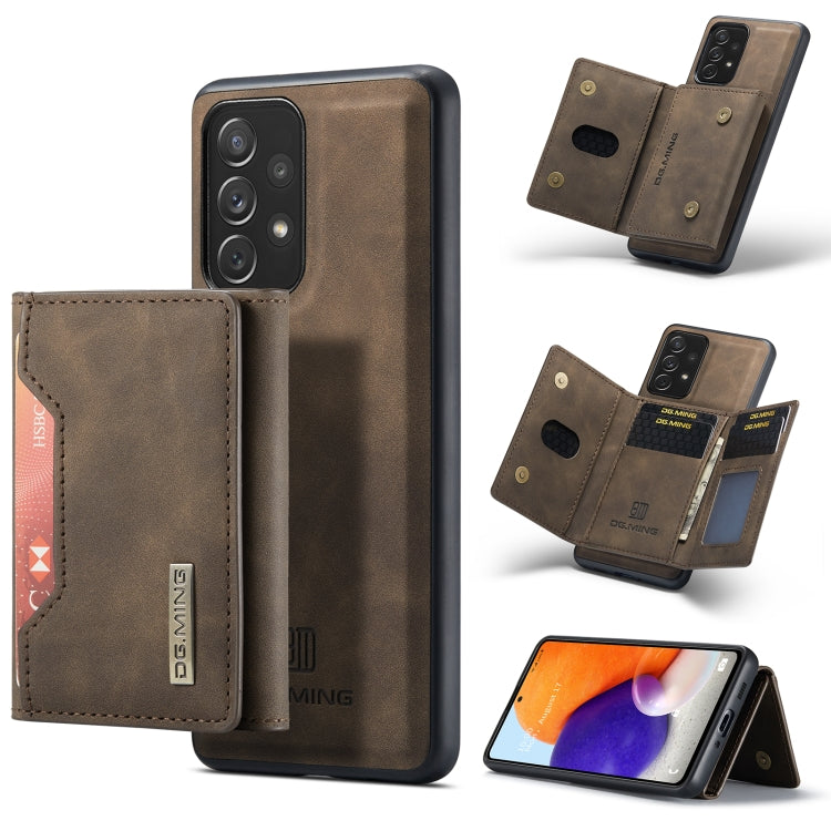 For Samsung Galaxy A73 5G DG.MING M2 Series 3-Fold Multi Card Bag + Magnetic Phone Case(Coffee) - Samsung Accessories by DG.MING | Online Shopping UK | buy2fix