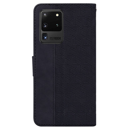 For Samsung Galaxy S20 Ultra Geometric Embossed Leather Phone Case(Black) - Samsung Accessories by buy2fix | Online Shopping UK | buy2fix