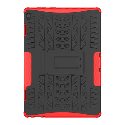 For Lenovo Tab M10 X605 / X505 Tire Texture Shockproof TPU+PC Protective Tablet Case with Holder(Red) - For Lenovo by buy2fix | Online Shopping UK | buy2fix