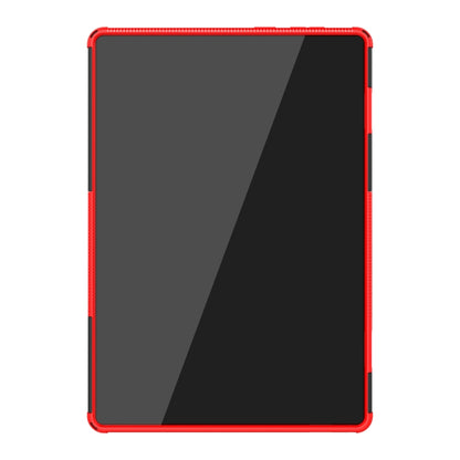 For Lenovo Tab M10 X605 / X505 Tire Texture Shockproof TPU+PC Protective Tablet Case with Holder(Red) - For Lenovo by buy2fix | Online Shopping UK | buy2fix