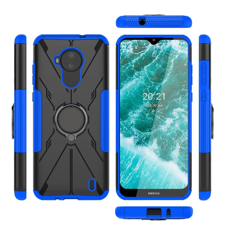 For Nokia C30 Armor Bear Shockproof PC + TPU Phone Protective Case with Ring Holder(Blue) - Mobile Accessories by buy2fix | Online Shopping UK | buy2fix