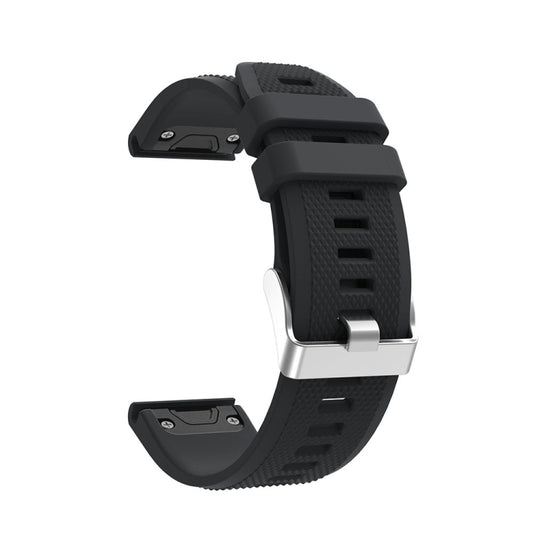 For Garmin Fenix 5 Silicone Watch Band(Black) - Smart Wear by buy2fix | Online Shopping UK | buy2fix