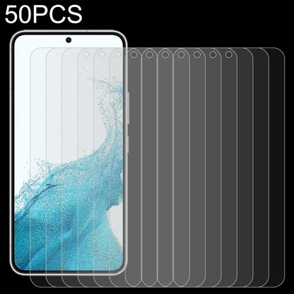 For Samsung Galaxy S22 5G 50pcs 0.18mm 9H 2.5D Tempered Glass Fingerprint Unlock Film - Galaxy S22 5G Tempered Glass by buy2fix | Online Shopping UK | buy2fix