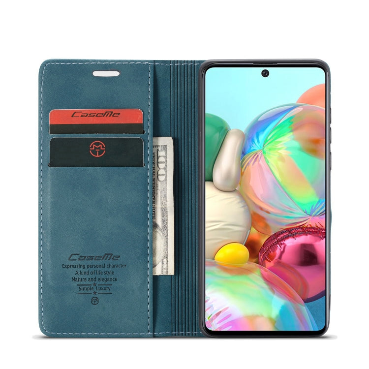 For Galaxy A71 CaseMe Multifunctional Horizontal Flip Leather Case, with Card Slot & Holder & Wallet(Blue) - Galaxy Phone Cases by CaseMe | Online Shopping UK | buy2fix