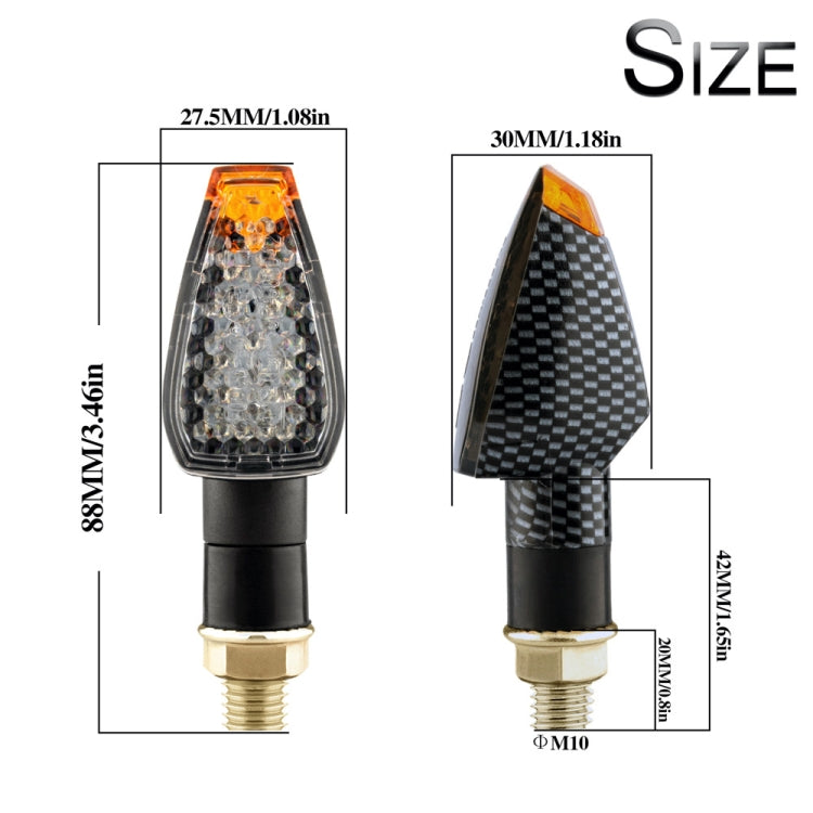 2 PCS KC025 Motorcycle 14LED Turn Signal Light(Lattice Shell + Smoked Black Lenses) - In Car by buy2fix | Online Shopping UK | buy2fix