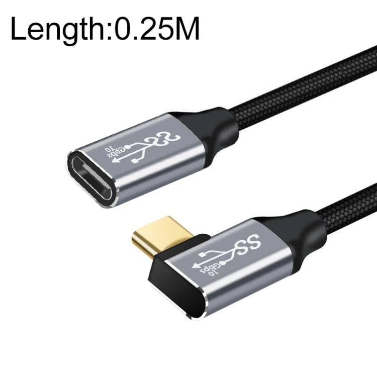 25cm 10Gbps USB-C / Type-C Female to Male Elbow Charging Data Transmission Extension Cable - Computer & Networking by buy2fix | Online Shopping UK | buy2fix