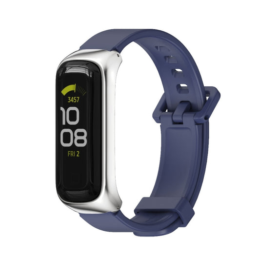 For Samsung Galaxy Fit 2 MIJOBS Metal Case Silicone Watch Band(Midnight Blue Silver) - Watch Bands by MIJOBS | Online Shopping UK | buy2fix