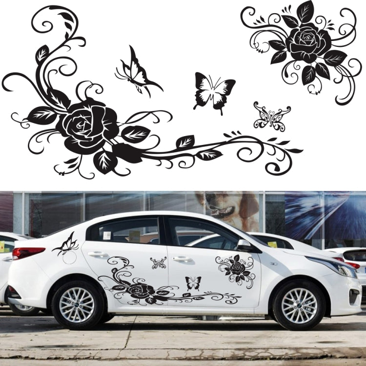 2 PCS/Set D-72 Butterfly Love Flower Pattern Car Modified Decorative Sticker(White) - In Car by buy2fix | Online Shopping UK | buy2fix