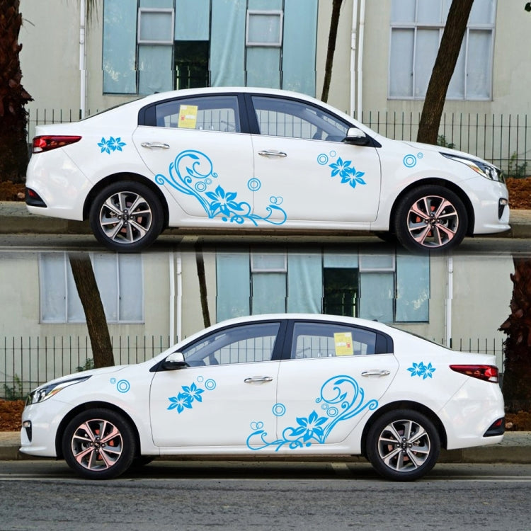 2 PCS/Set D-75 Flower Vine Pattern Car Modified Decorative Sticker(Blue) - In Car by buy2fix | Online Shopping UK | buy2fix