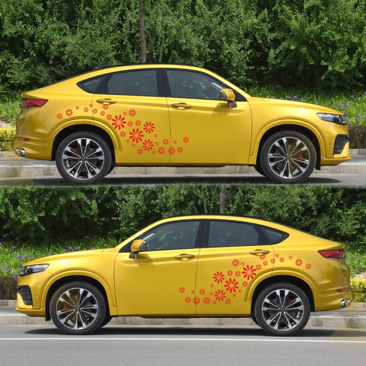 2 PCS/Set D-483 Flower Pattern Car Modified Decorative Sticker(Red) - In Car by buy2fix | Online Shopping UK | buy2fix