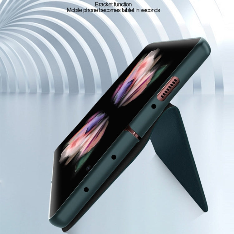 For Samsung Galaxy Z Fold4 Split Type Horizontal Flip Foldable Leather Phone Case(Plain Black) - Galaxy Z Fold4 5G Cases by buy2fix | Online Shopping UK | buy2fix
