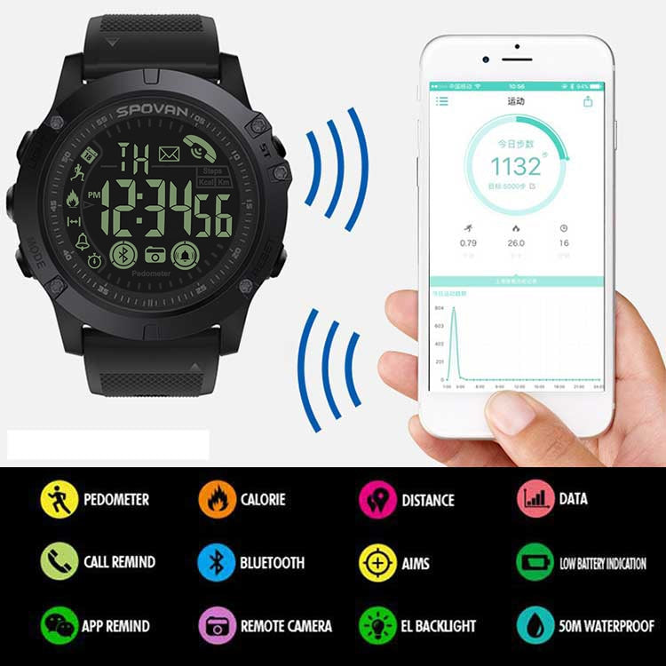 PR1-2 1.24 inch IP68 Waterproof Sport Smart Watch, Support Bluetooth / Sleep Monitor / Call Reminder(Black) - Smart Wear by buy2fix | Online Shopping UK | buy2fix