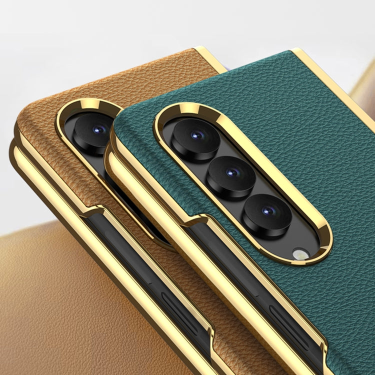 For Samsung Galaxy Z Fold4 GKK Electroplating Leather Surface Phone Case(Gold Black) - Galaxy Z Fold4 5G Cases by GKK | Online Shopping UK | buy2fix