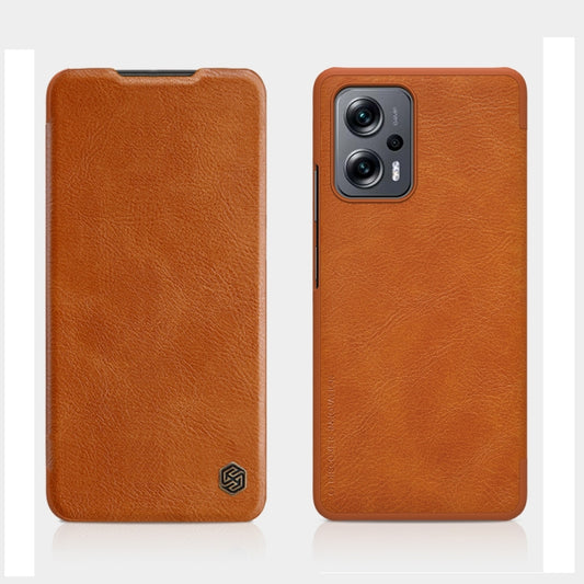 For Xiaomi Redmi Note 11T Pro/11T Pro+ 5G/Poco X4 GT 5G NILLKIN QIN Series Crazy Horse Texture Leather Phone Case(Brown) - Xiaomi Cases by NILLKIN | Online Shopping UK | buy2fix