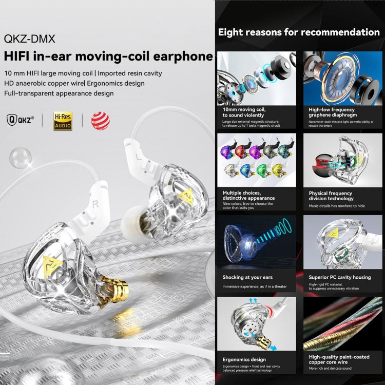 QKZ DMX Sports In-ear HIFI 3.5mm Wired Control Earphone with Mic(Transparent Yellow) - In Ear Wired Earphone by QKZ | Online Shopping UK | buy2fix