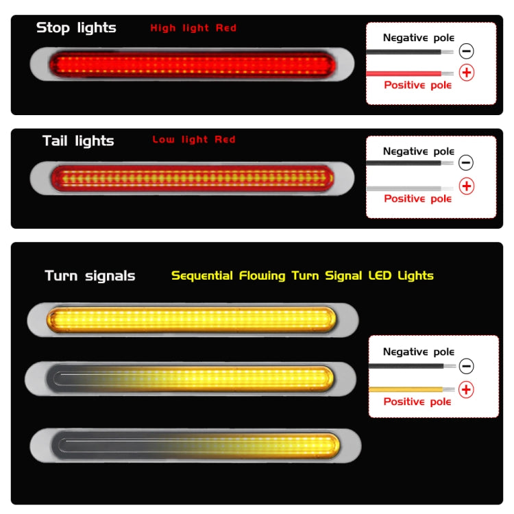 2 PCS 72LEDs Two-color Brake Turn Tail Light(Red Shell Red Light + Flowing Yellow Light) - In Car by buy2fix | Online Shopping UK | buy2fix