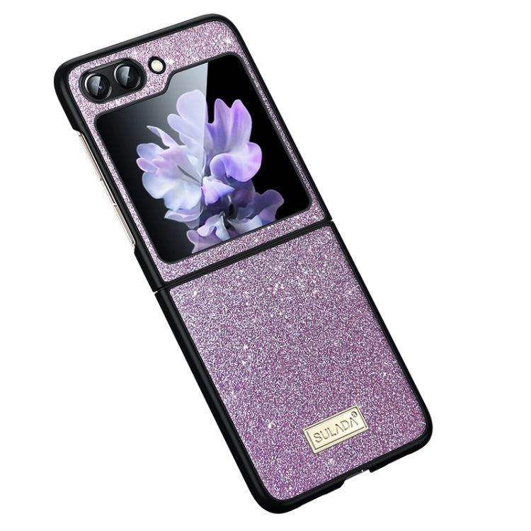 For Samsung Galaxy Z Flip5 SULADA Shockproof TPU + Handmade Leather Phone Case(Purple) - Galaxy Z Flip5 Cases by SULADA | Online Shopping UK | buy2fix