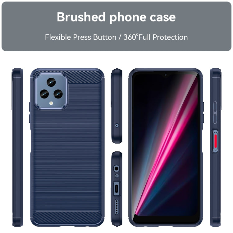 For T-Mobile REVVL 6 5G Brushed Texture Carbon Fiber TPU Phone Case (Blue) - More Brand by buy2fix | Online Shopping UK | buy2fix