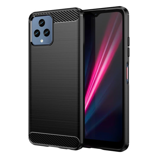 For T-Mobile REVVL 6 5G Brushed Texture Carbon Fiber TPU Phone Case (Black) - More Brand by buy2fix | Online Shopping UK | buy2fix