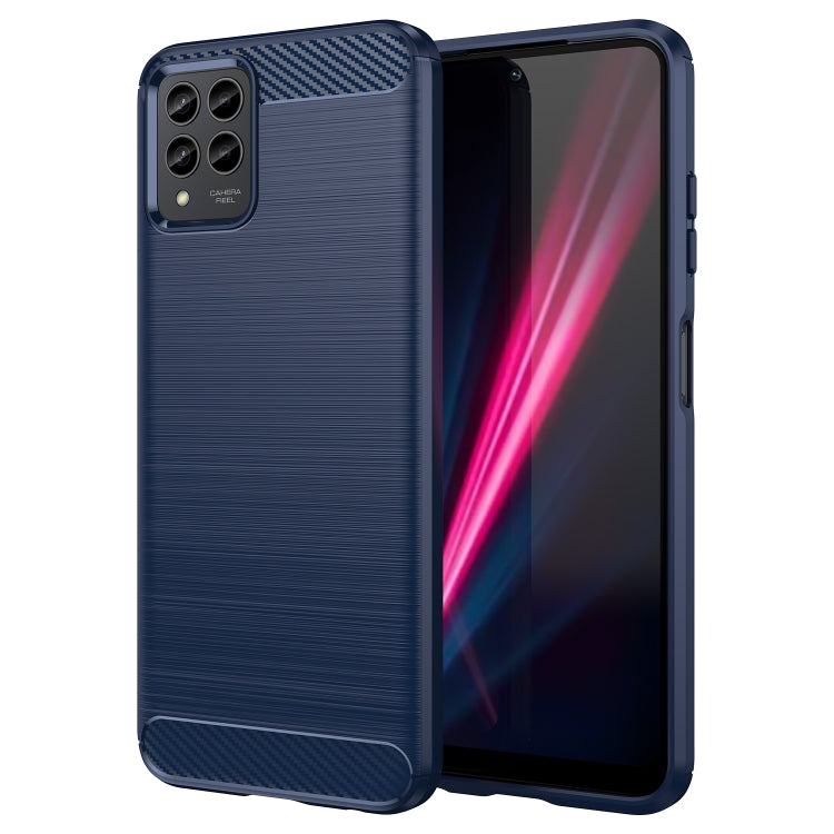 For T-Mobile REVVL 6 Pro 5G Brushed Texture Carbon Fiber TPU Phone Case(Blue) - More Brand by buy2fix | Online Shopping UK | buy2fix
