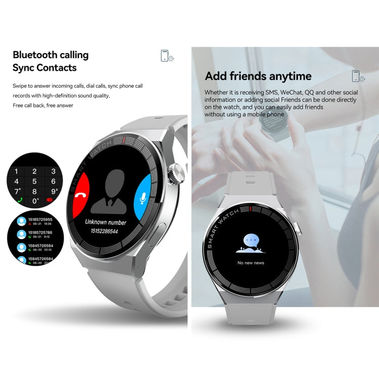 GW69 Plus Smart Watch, Support BT Call / Heart Rate / Blood Pressure / Blood Oxygen(Black + Leather Strap Black) - Smart Wear by buy2fix | Online Shopping UK | buy2fix
