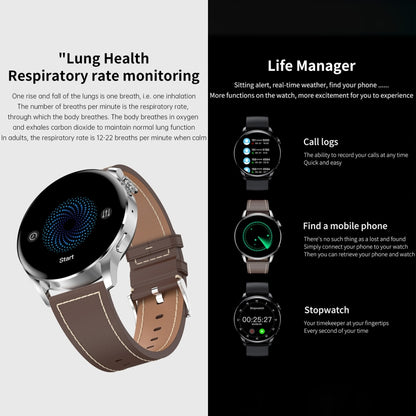 GW69 Smart Watch, Support BT Call / Heart Rate / Blood Pressure / Blood Oxygen(Black + Leather Strap Black) - Smart Wear by buy2fix | Online Shopping UK | buy2fix