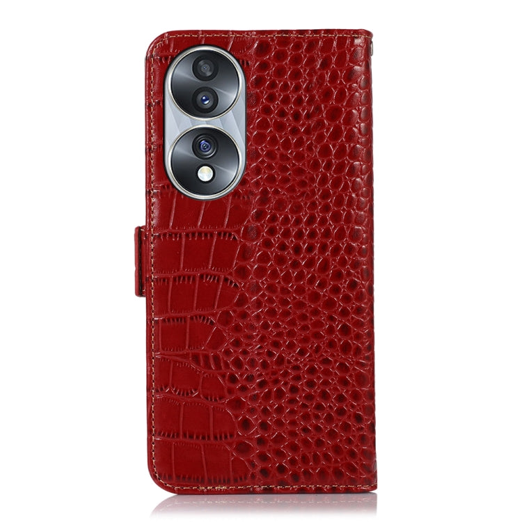 For Honor 70 Crocodile Top Layer Cowhide Leather Phone Case(Red) - Honor Cases by buy2fix | Online Shopping UK | buy2fix