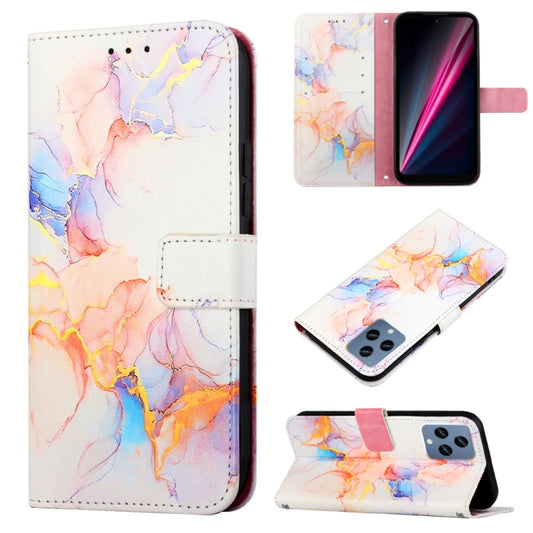 For T-Mobile Revvl 6 5G PT003 Marble Pattern Flip Leather Phone Case(Galaxy Marble White LS004) - More Brand by buy2fix | Online Shopping UK | buy2fix