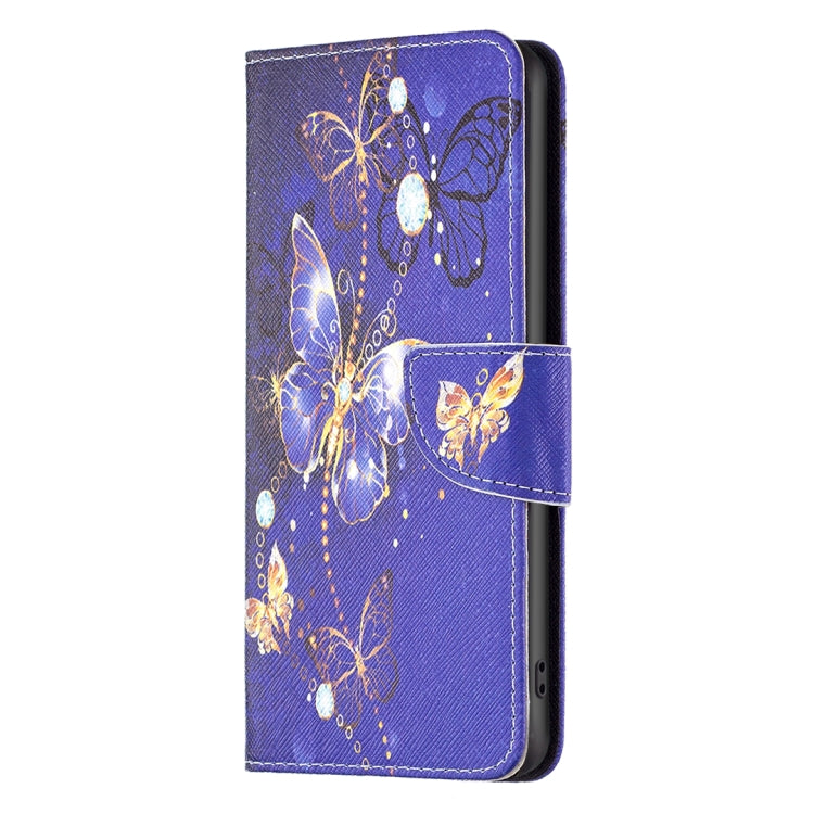 For Samsung Galaxy A14 5G Colored Drawing Pattern Leather Phone Case(Purple Butterfly) - Galaxy Phone Cases by buy2fix | Online Shopping UK | buy2fix