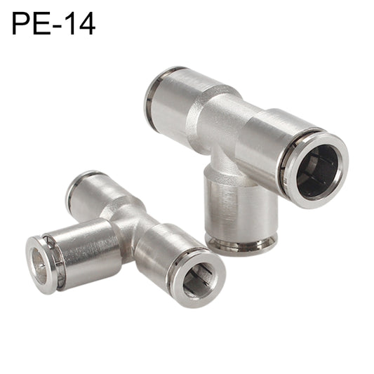 PE-14 LAIZE Nickel Plated Copper Tee Pneumatic Quick Fitting Connector - Interface Series by LAIZE | Online Shopping UK | buy2fix