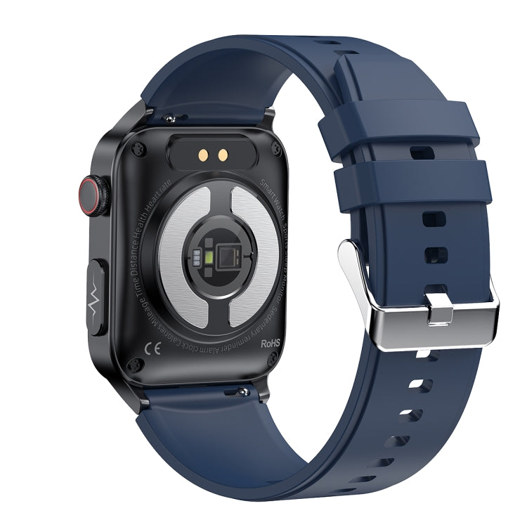 E500 1.83 inch HD Square Screen TPU Watch Strap Smart Watch Supports ECG Monitoring / Non-invasive Blood Sugar(Blue) - Smart Wear by buy2fix | Online Shopping UK | buy2fix