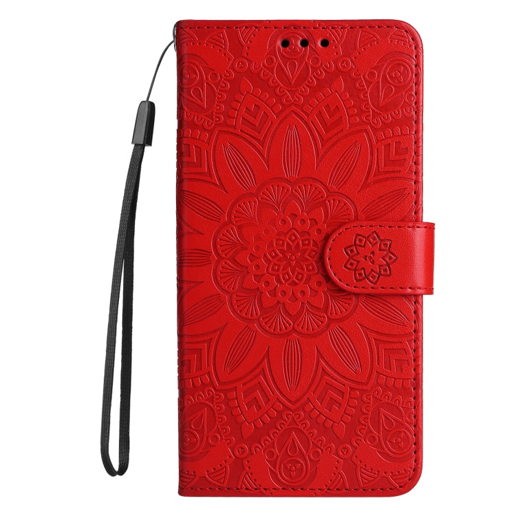 For Samsung Galaxy A14 5G Embossed Sunflower Leather Phone Case(Red) - Galaxy Phone Cases by buy2fix | Online Shopping UK | buy2fix