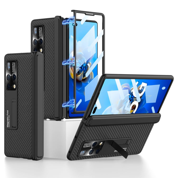 For Huawei Mate X2 GKK Magnetic Folding Plain Leather Full Coverage Phone Case with Hinges(Carbon Fiber) - Huawei Cases by GKK | Online Shopping UK | buy2fix