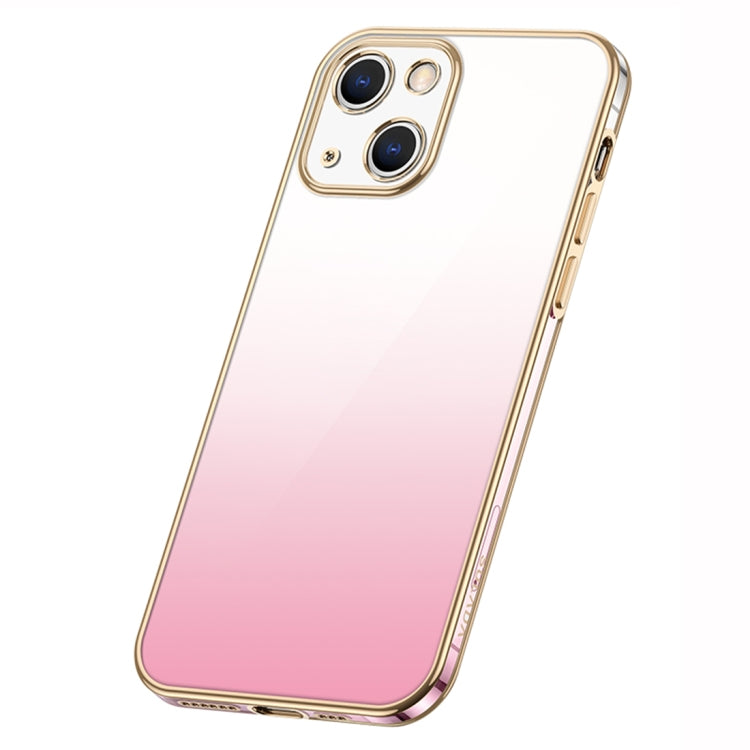 For iPhone 14 SULADA Iridescence Series Plating Transparent Gradient Phone Case(Pink) - iPhone 14 Cases by SULADA | Online Shopping UK | buy2fix