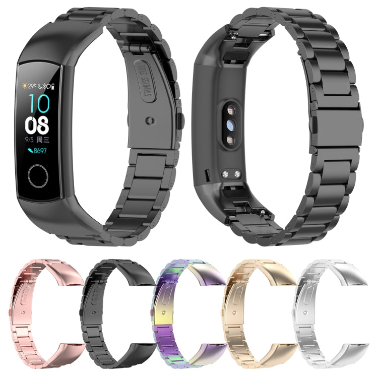 For Huawei Honor Band 4 (CRS-B19) / Honor Band 5 (CRS-B19S) Three Beads Steel Wrist Strap Watchband(Black) - Smart Wear by buy2fix | Online Shopping UK | buy2fix